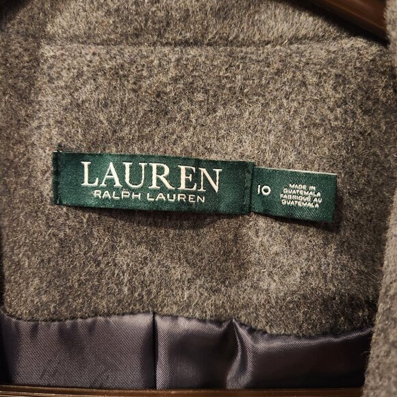 LAUREN Ralph Lauren Reefer Wool Blend Coat Charcoal Gray Grey Womens Size 10 - Picture 2 of 10